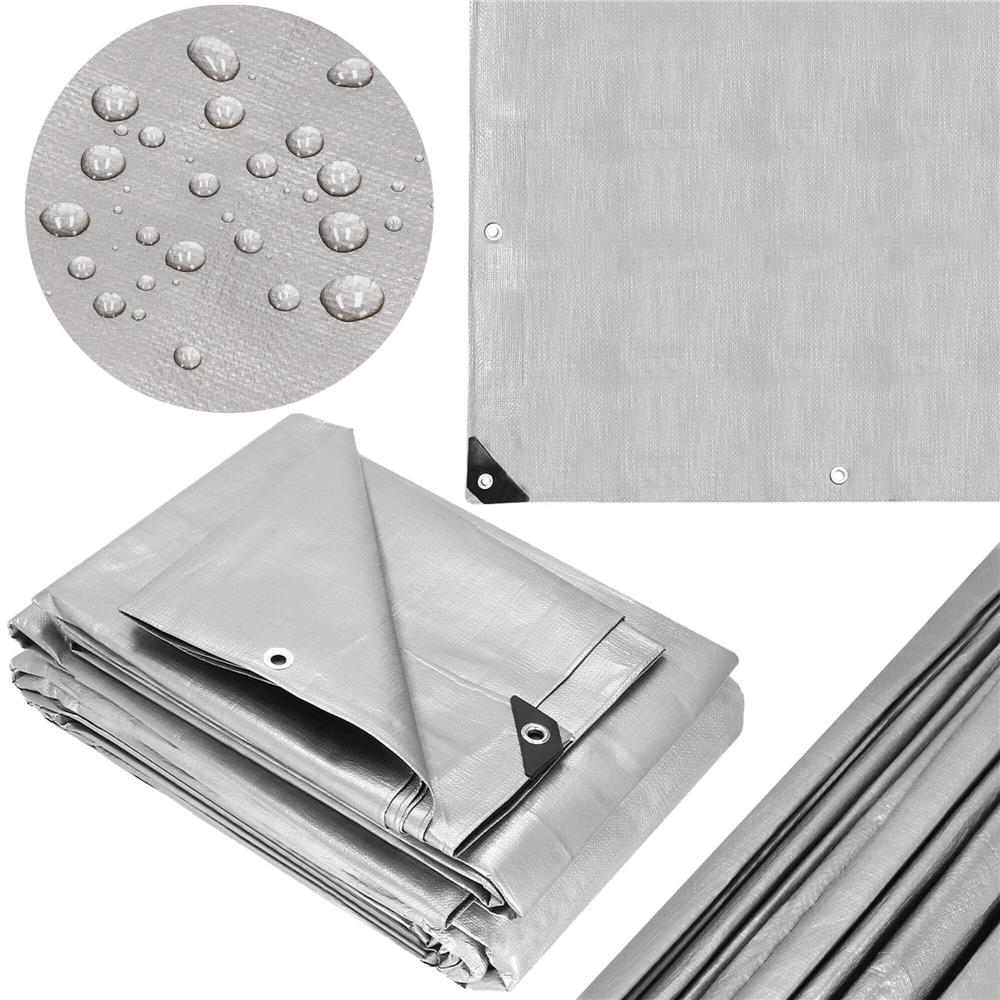 Laminált vízálló polietilén ponyva, 160 g/m², 6x8 m, szürke - Image 6