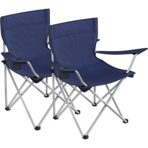 SONGMICS 2 db összecsukható kempingszék készlet italtartóval, hordtáskával, 52 × 84 × 81 cm, 120 kg teherbírás, kék