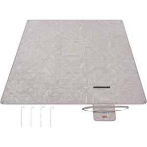 SONGMICS Vízálló pikniktakaró 200 × 200 cm, rögzítő cövekekkel, összecsukható, mosható, többrétegű, khaki trópusi mintával