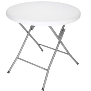 Összecsukható kerek asztal kertbe vagy cateringhez, 75x80 cm, HDPE és fém, fehér