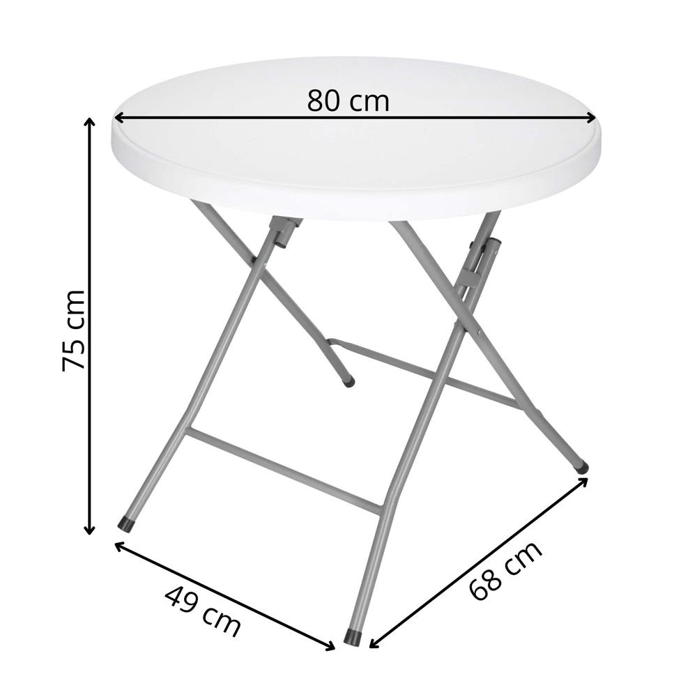 Összecsukható kerek asztal kertbe vagy cateringhez, 75x80 cm, HDPE és fém, fehér - Image 22