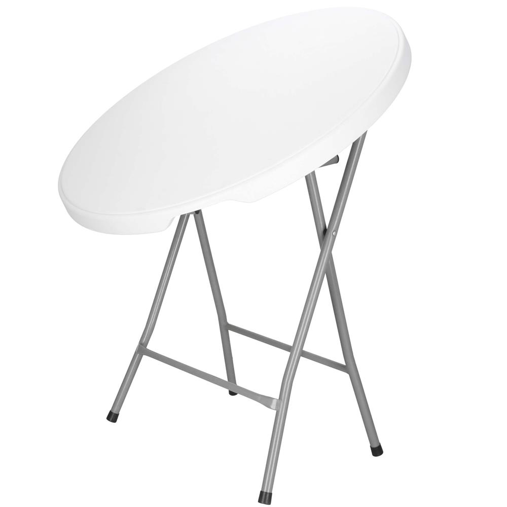 Összecsukható kerek asztal kertbe vagy cateringhez, 75x80 cm, HDPE és fém, fehér - Image 9