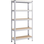SONGMICS moduláris fémvázas tárolópolc, 5 polccal, 150x75x30 cm, teherbírás 650 kg, ezüst színű