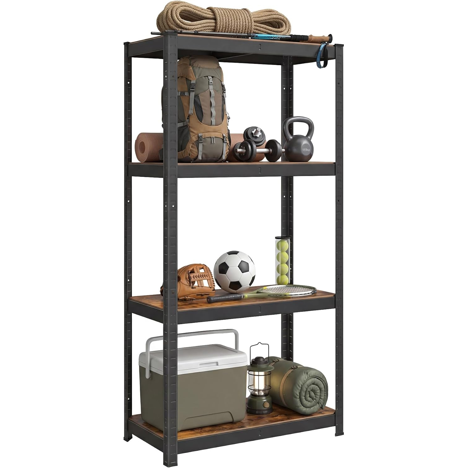 SONGMICS fém tárolópolc elegáns kivitelben, 5 szintes, állítható, 520 kg teherbírás, 40x80x160 cm, rusztikus barna és fekete - Image 2