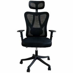 Ergonomikus irodai szék, állítható, deréktámasszal és fejtámlával, hálós szövettel, max. 120 kg, 50 x 50 x 126 cm, fekete