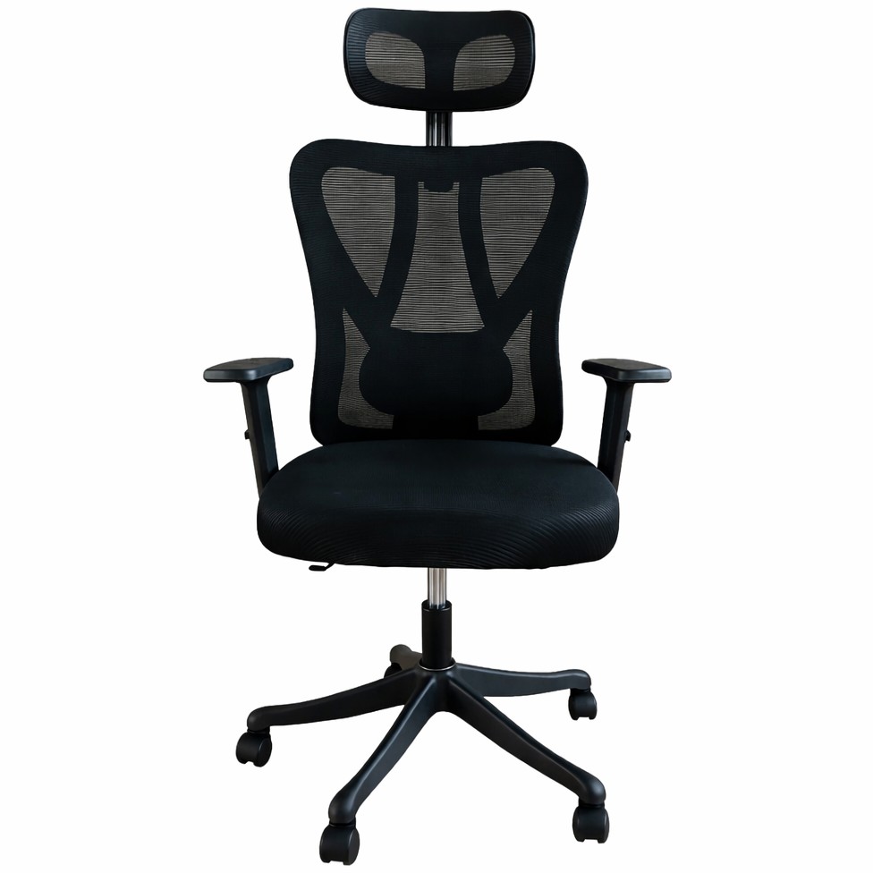 Ergonomikus irodai szék, állítható, deréktámasszal és fejtámlával, hálós szövettel, max. 120 kg, 50 x 50 x 126 cm, fekete