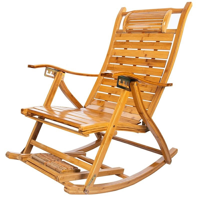 Többfunkciós hintafotel, 5 fokozatban állítható, lábtartóval és masszázsfunkcióval, 158 cm, bambusz - Image 6