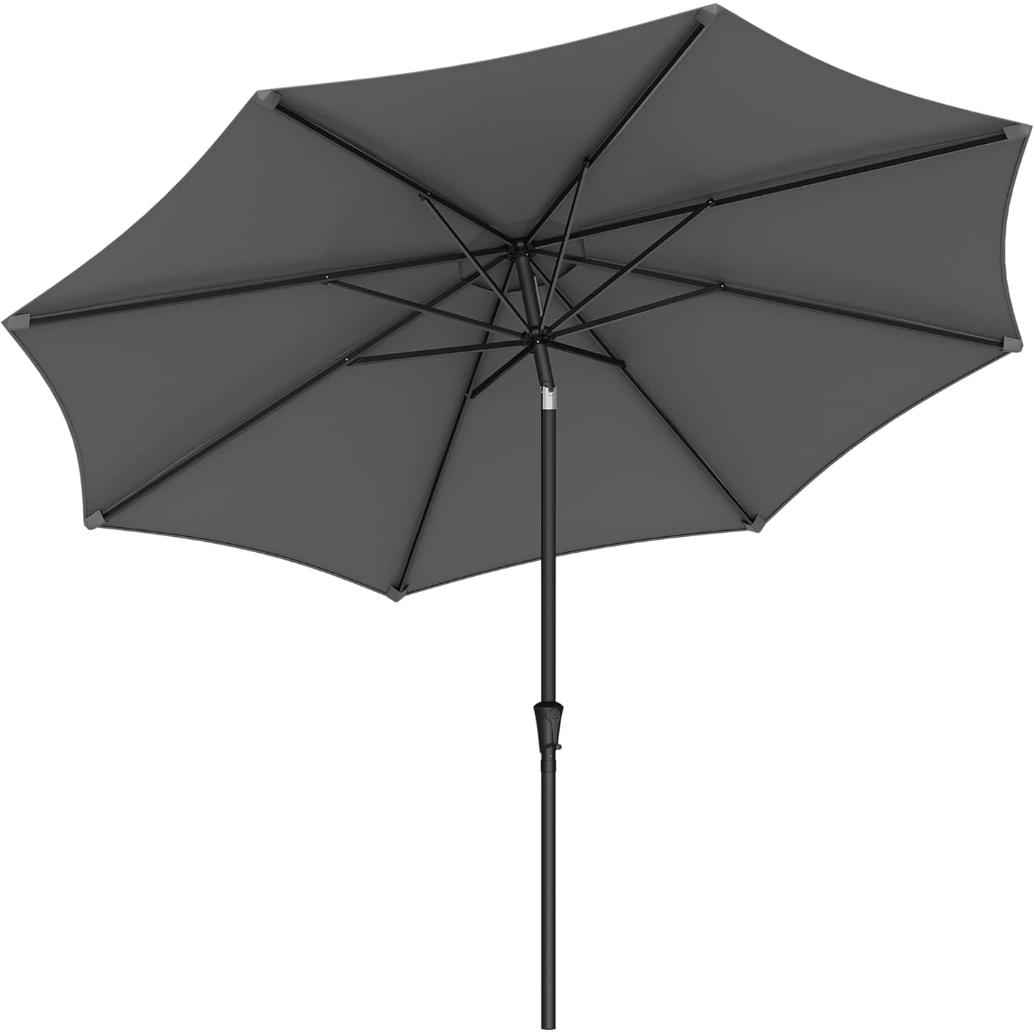 SONGMICS Kerti napernyő tekerőkarral, 330 cm, UPF 50+, 30°-ban dönthető, fém szerkezet 8 bordával, szürke