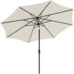 SONGMICS Kerti napernyő tekerőkarral, 330 cm, UPF 50+, 30°-ban dönthető, 8 bordás fém szerkezet, bézs