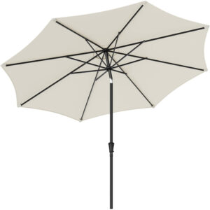 SONGMICS Kerti napernyő tekerőkarral, 330 cm, UPF 50+, 30°-ban dönthető, 8 bordás fém szerkezet, bézs