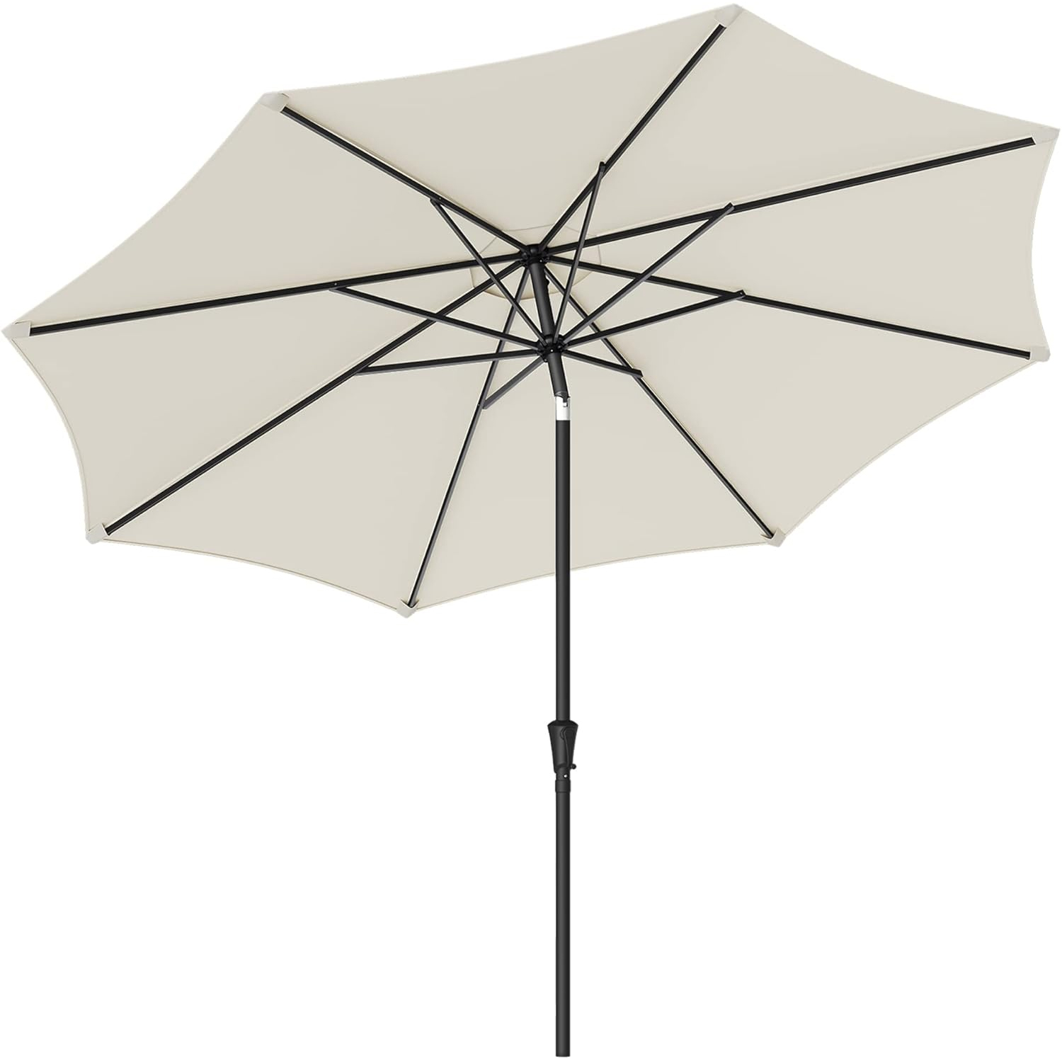SONGMICS Kerti napernyő tekerőkarral, 330 cm, UPF 50+, 30°-ban dönthető, 8 bordás fém szerkezet, bézs