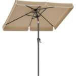 SONGMICS Kerti napernyő tekerőkarral, 200 x 150 cm, UPF 50+, 30°-ban dönthető, fém szerkezet, taupe barna