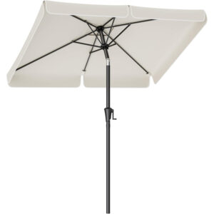 SONGMICS Kerti napernyő tekerőkarral, 200 x 150 cm, UPF 50+, 30°-ban dönthető, fém szerkezet, bézs