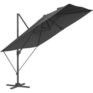 SONGMICS Függő kerti napernyő tekerőkarral, 270 x 270 cm, UPF 50+, 360°-ban forgatható, állítható dőlésszög, szürke