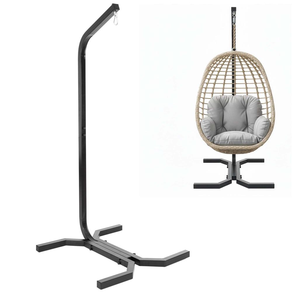 Fészekhinta vagy függőágy állvány, acél váz, max. 180 kg, 92x92x205 cm, fekete - Image 2