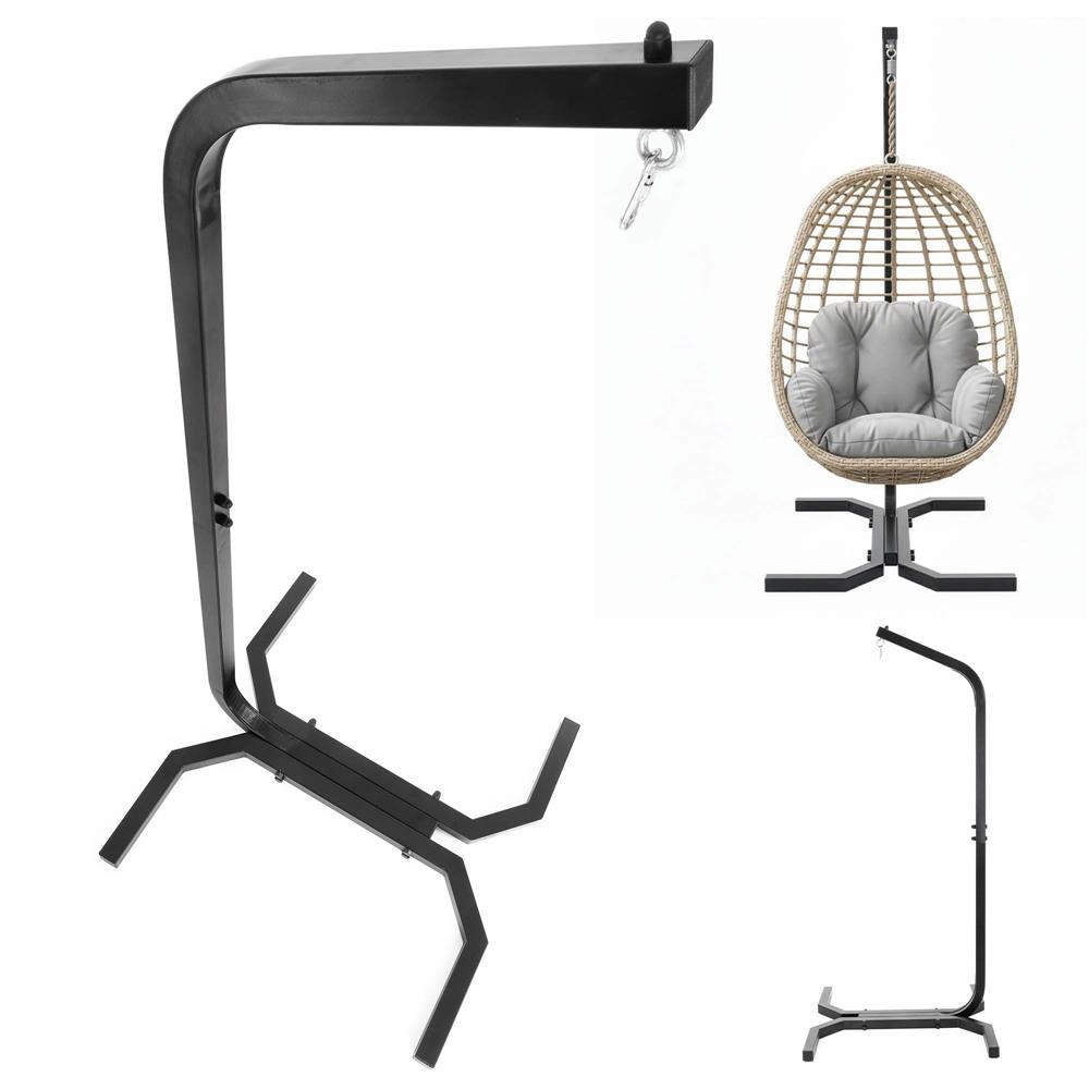 Fészekhinta vagy függőágy állvány, acél váz, max. 180 kg, 92x92x205 cm, fekete - Image 4