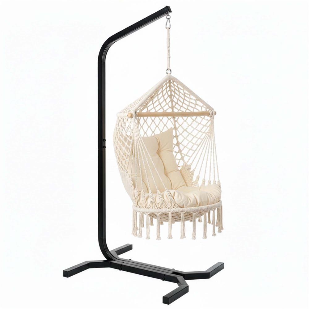 Fészekhinta vagy függőágy állvány, acél váz, max. 180 kg, 92x92x205 cm, fekete - Image 7