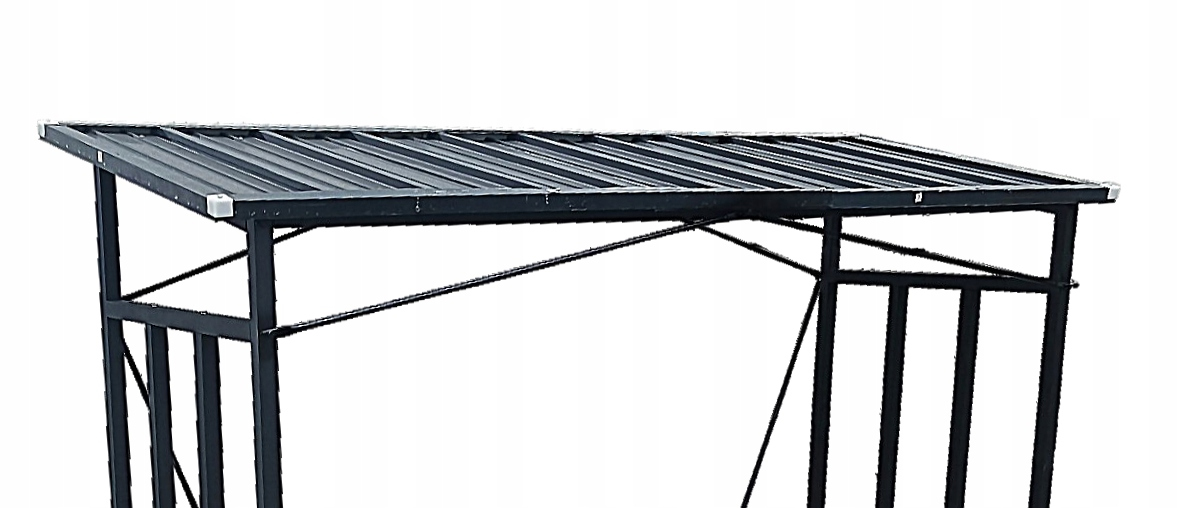 Tűzifatároló hullámlemez tetővel, fémvázas, 185x70x185 cm, fekete - Image 3