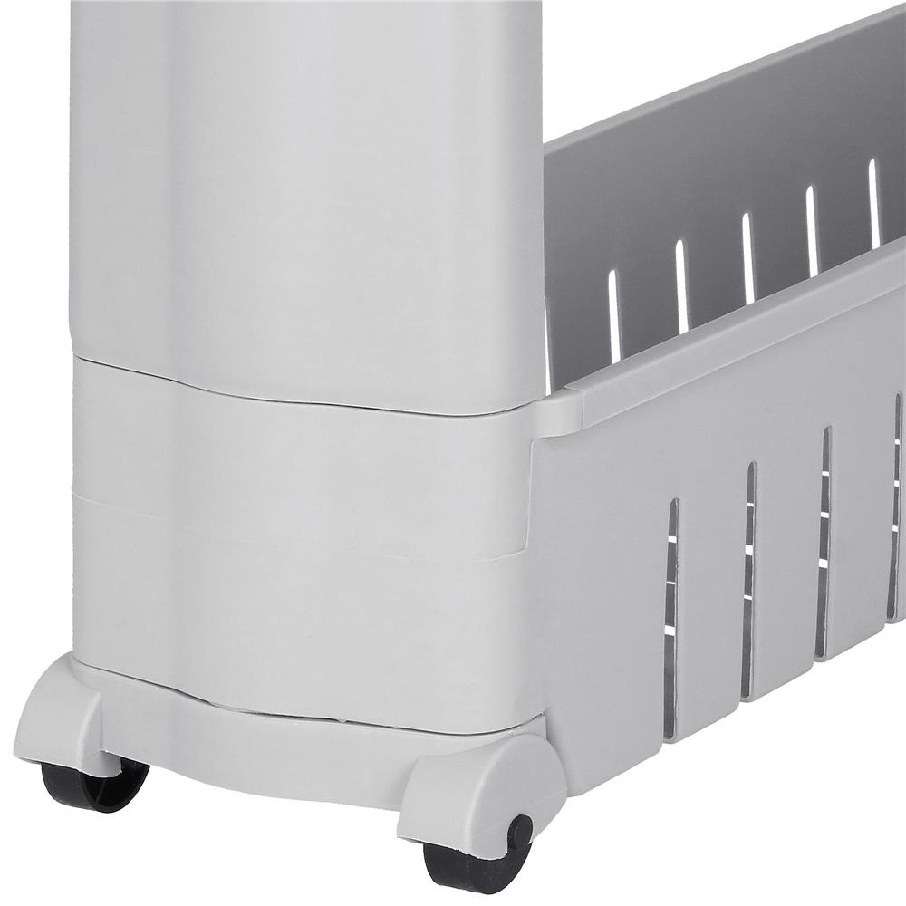 Tároló polcrendszer kerekekkel konyhába vagy fürdőszobába 4 polccal, 102x54x13 cm, szürke - Image 2