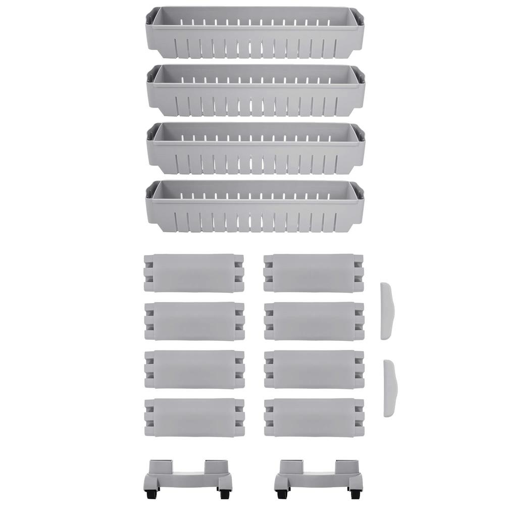 Tároló polcrendszer kerekekkel konyhába vagy fürdőszobába 4 polccal, 102x54x13 cm, szürke - Image 6
