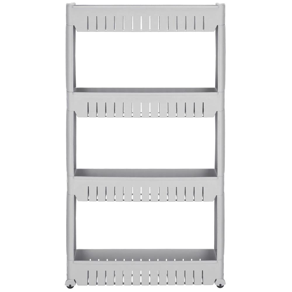 Tároló polcrendszer kerekekkel konyhába vagy fürdőszobába 4 polccal, 102x54x13 cm, szürke - Image 4
