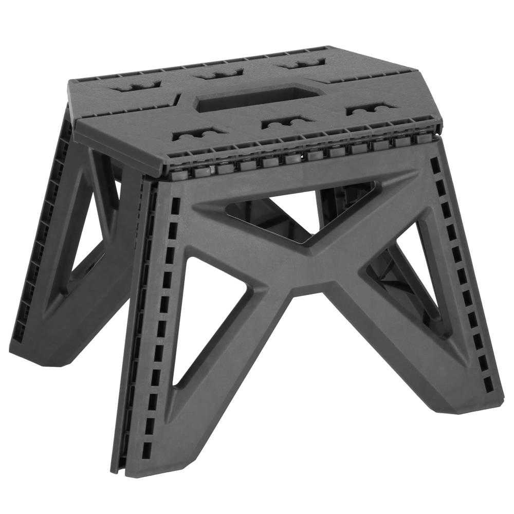 Multifunkciós fellépő, lépcsős zsámoly, 100 kg teherbírás, kompakt, fogantyúval, 31x23x23 cm, szürke