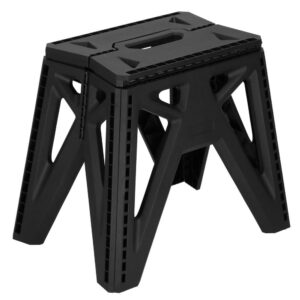 Multifunkciós fellépő, lépcsős zsámoly, 150 kg teherbírás, kompakt, fogantyúval, 38x25x34 cm, fekete