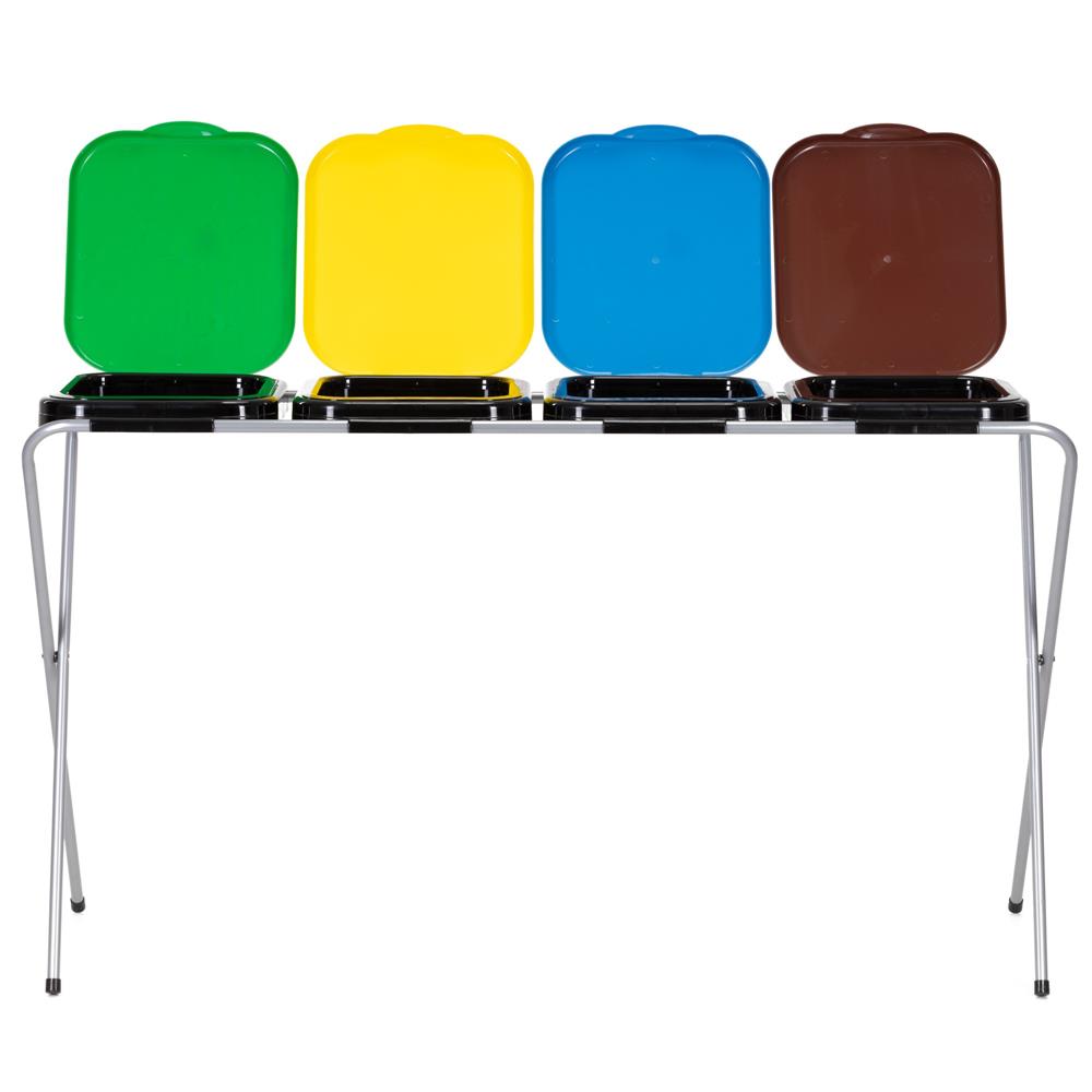 Szelektív hulladékgyűjtő 4 rekesszel, fém kerettel és PP fedéllel, 128x42x74 cm - Image 11