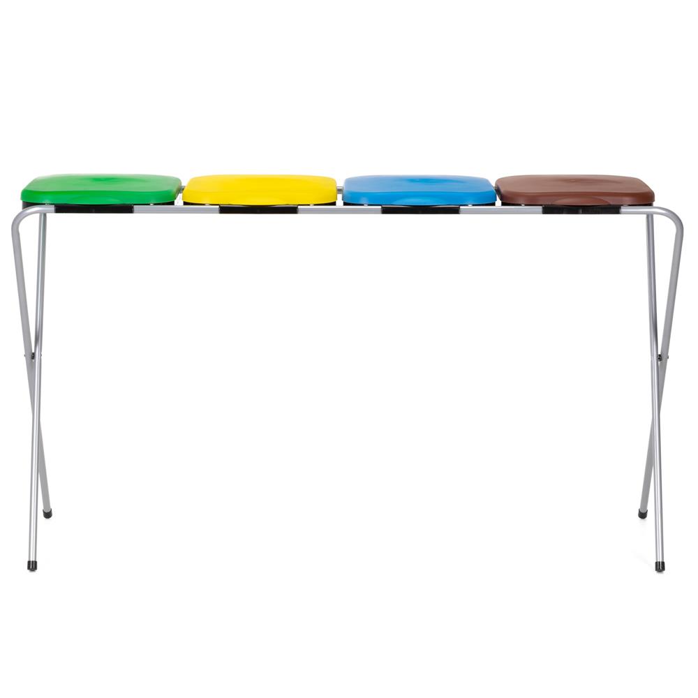 Szelektív hulladékgyűjtő 4 rekesszel, fém kerettel és PP fedéllel, 128x42x74 cm - Image 12