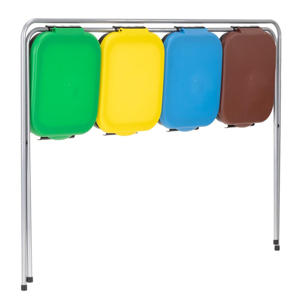 Szelektív hulladékgyűjtő 4 rekesszel, fém kerettel és PP fedéllel, 128x42x74 cm - Image 15
