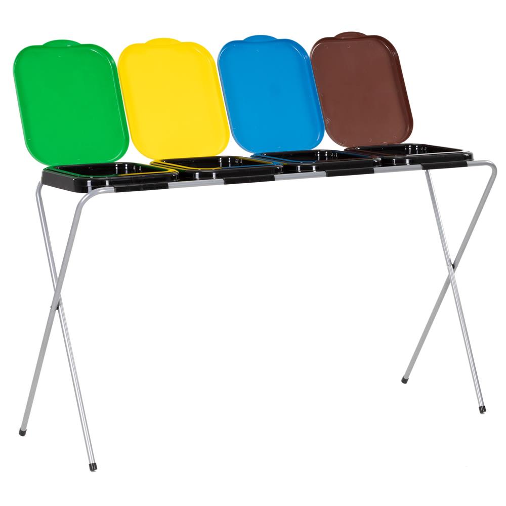 Szelektív hulladékgyűjtő 4 rekesszel, fém kerettel és PP fedéllel, 128x42x74 cm - Image 16
