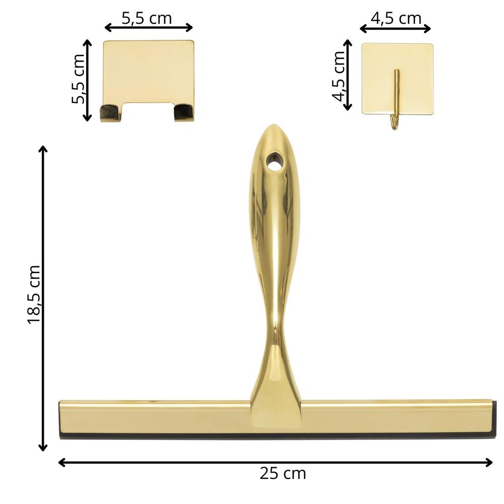 Rozsdamentes acél fürdőszobai lehúzó öntapadós hátlappal, 25 cm-es pengével, fényes arany felülettel - Image 13