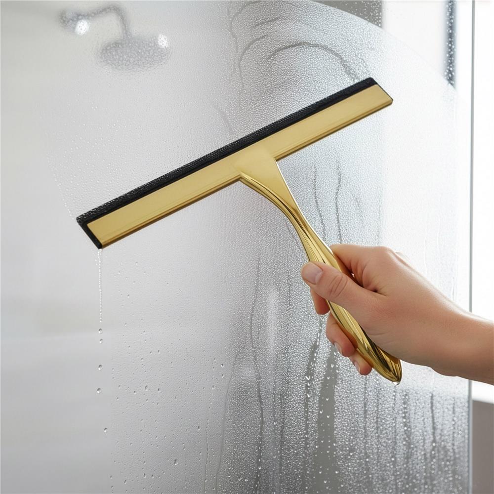 Rozsdamentes acél fürdőszobai lehúzó öntapadós hátlappal, 25 cm-es pengével, fényes arany felülettel - Image 6