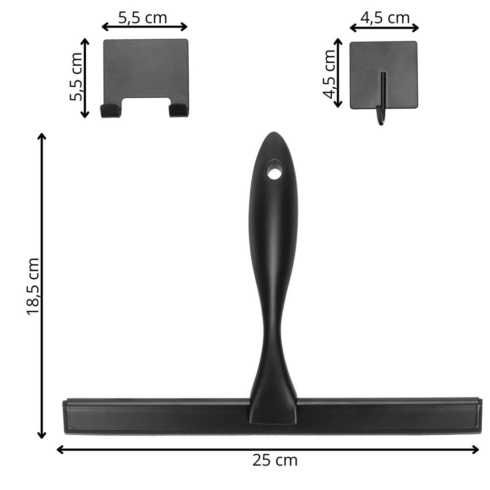 Rozsdamentes acél fürdőszobai lehúzó öntapadós hátlappal, 25 cm-es pengével, matt fekete felülettel - Image 14