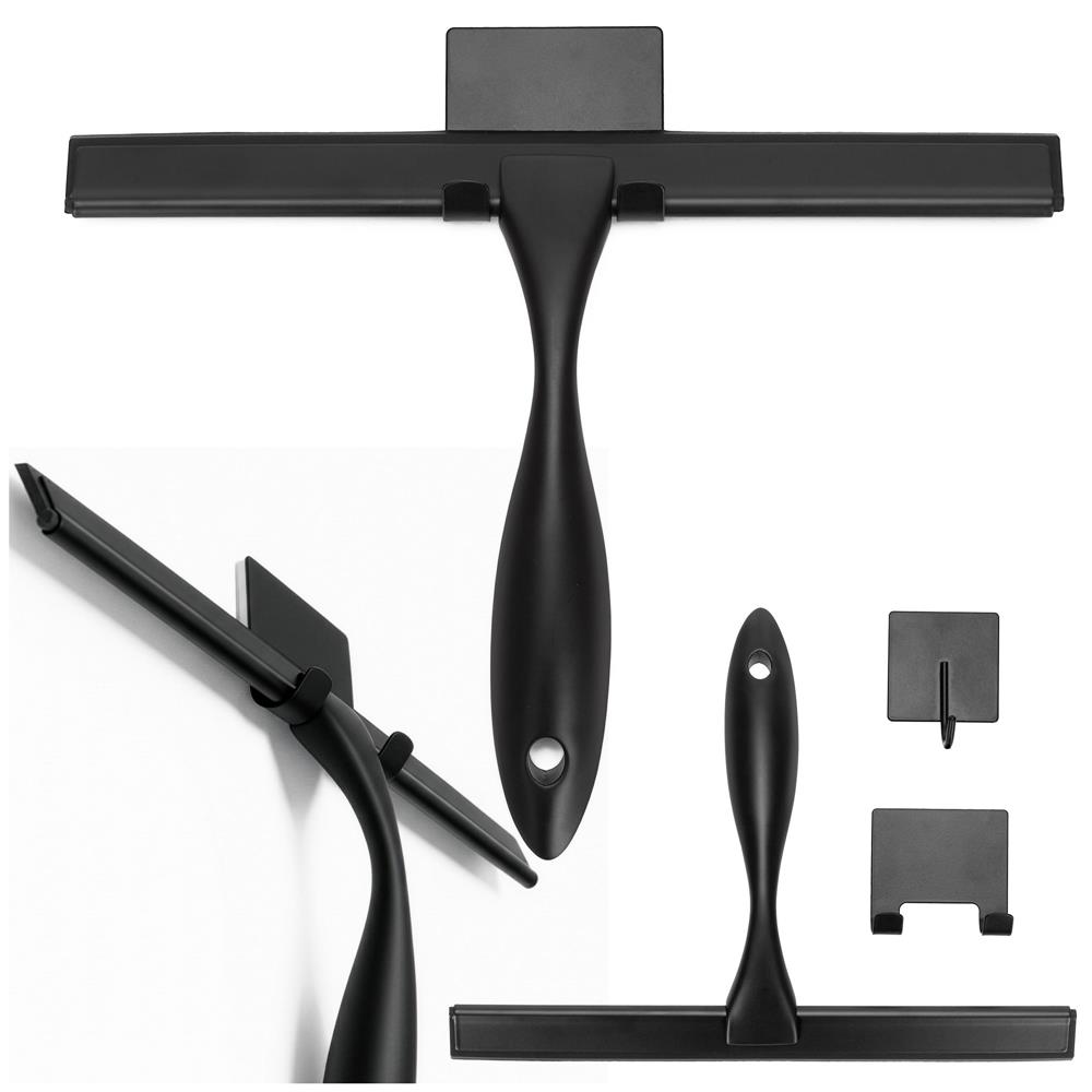 Rozsdamentes acél fürdőszobai lehúzó öntapadós hátlappal, 25 cm-es pengével, matt fekete felülettel - Image 3