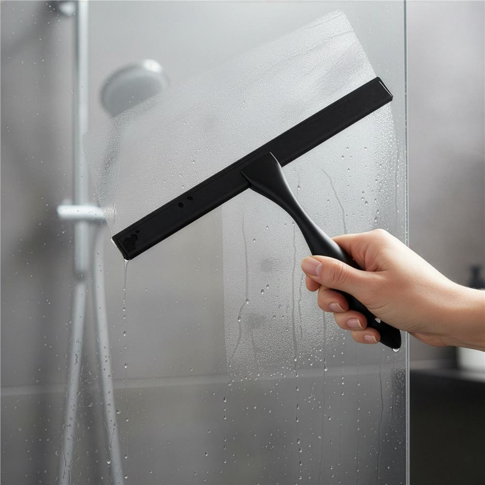 Rozsdamentes acél fürdőszobai lehúzó öntapadós hátlappal, 25 cm-es pengével, matt fekete felülettel - Image 5
