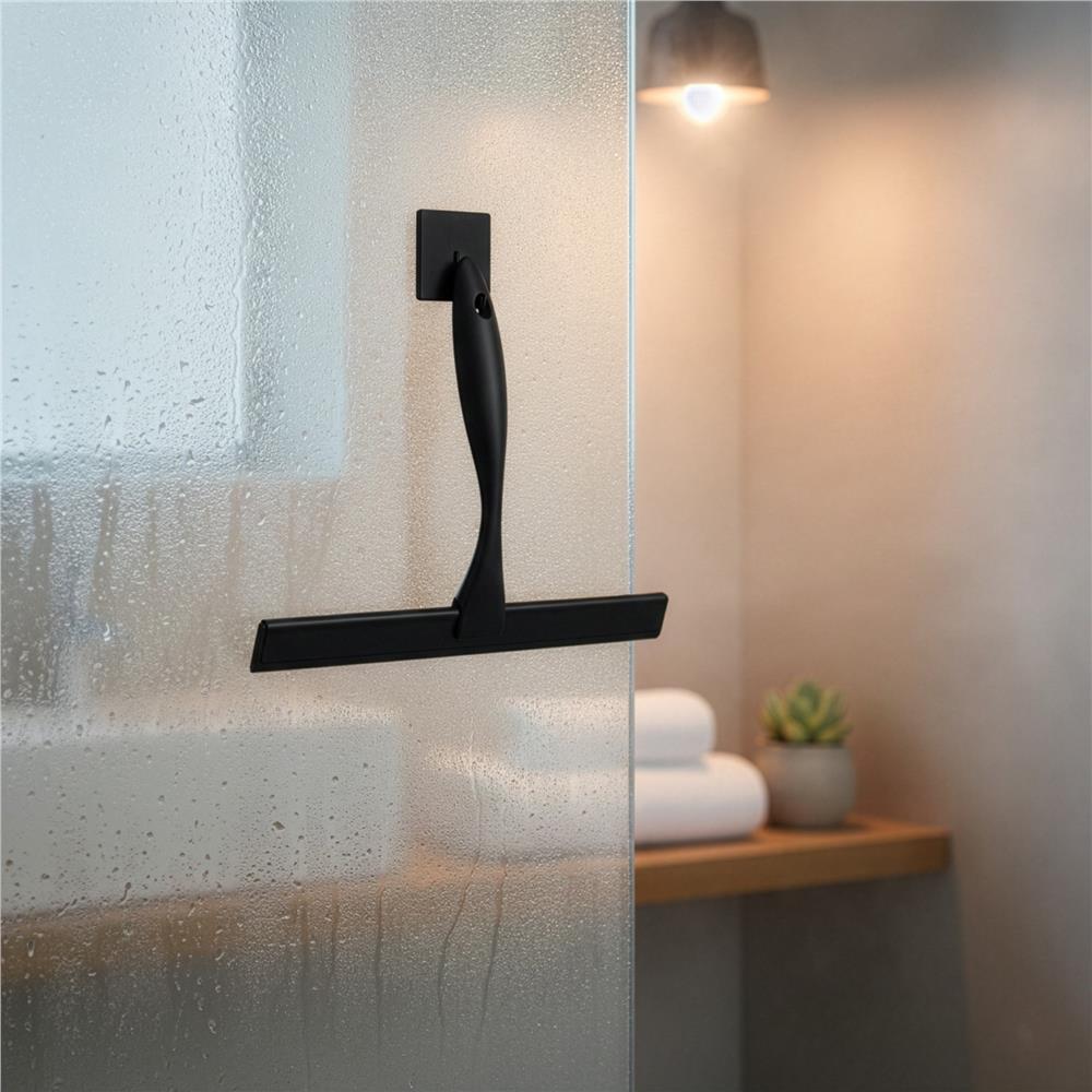 Rozsdamentes acél fürdőszobai lehúzó öntapadós hátlappal, 25 cm-es pengével, matt fekete felülettel - Image 6