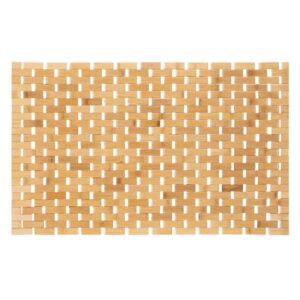 Csúszásgátló bambusz fürdőszobaszőnyeg, függőleges lécekkel, 50x80 cm, natúr barna