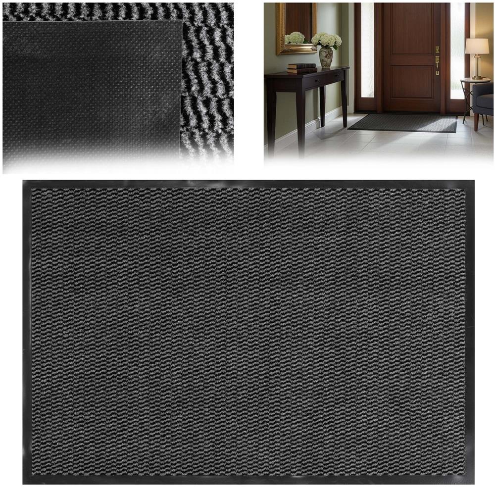 Nedvszívó, szennyeződéstaszító bejárati szőnyeg, csúszásgátló PVC, 60x90 cm, szürke - Image 4