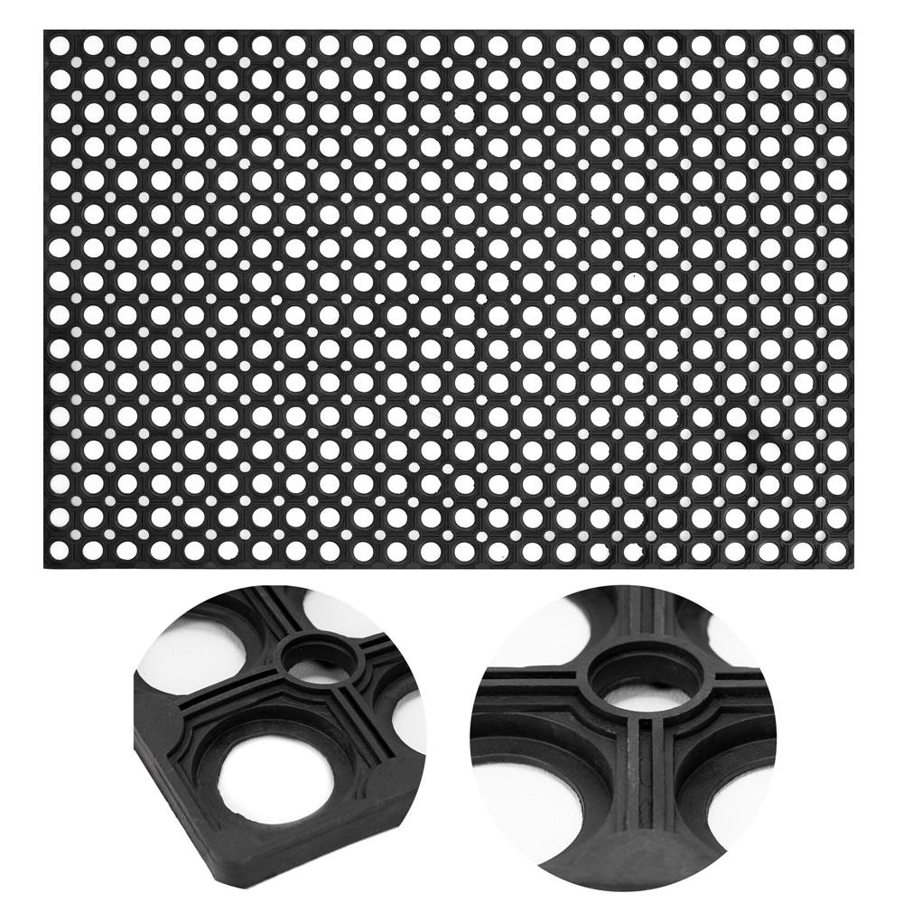 Perforált gumi bejárati szőnyeg, csúszásgátló PVC, 60x90 cm, fekete - Image 2