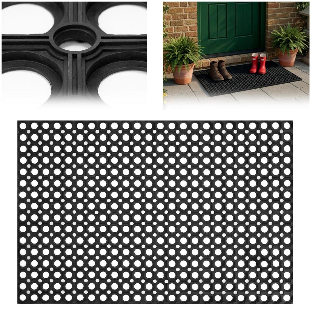 Perforált gumi bejárati szőnyeg, csúszásgátló PVC, 60x90 cm, fekete - Image 4