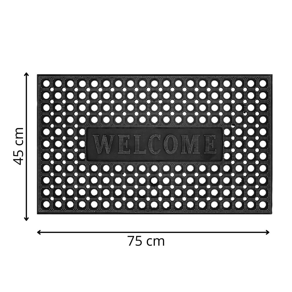 Perforált gumi bejárati szőnyeg, csúszásgátló PVC, Welcome, 45x75 cm, fekete - Image 10