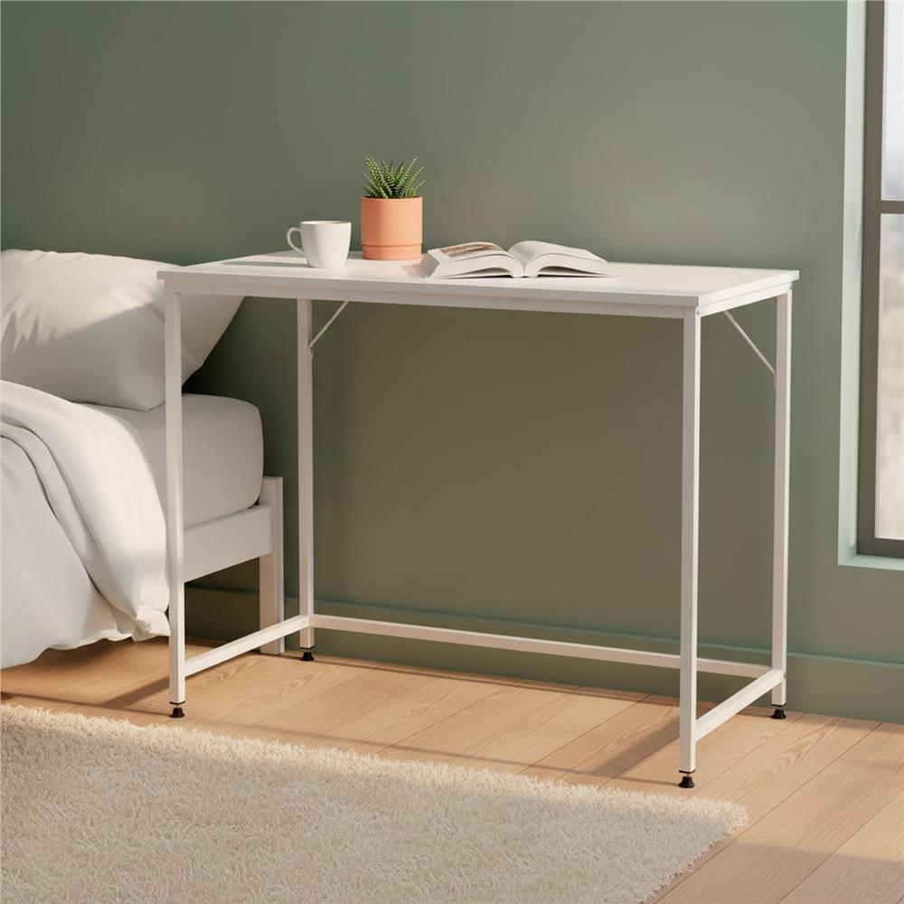 Íróasztal MDF asztallappal és fém vázzal, 100x50x76 cm, fehér - Image 11
