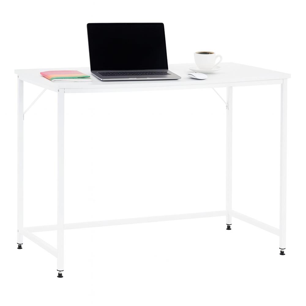 Íróasztal MDF asztallappal és fém vázzal, 100x50x76 cm, fehér - Image 2