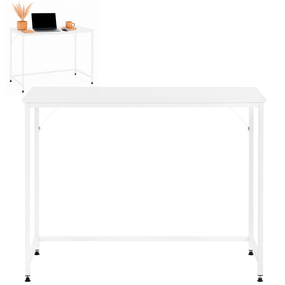 Íróasztal MDF asztallappal és fém vázzal, 100x50x76 cm, fehér - Image 4