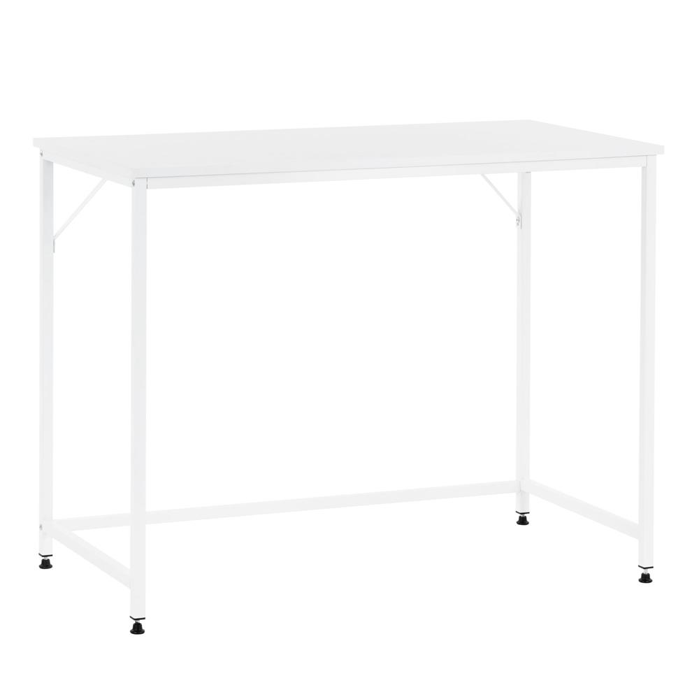 Íróasztal MDF asztallappal és fém vázzal, 100x50x76 cm, fehér - Image 6