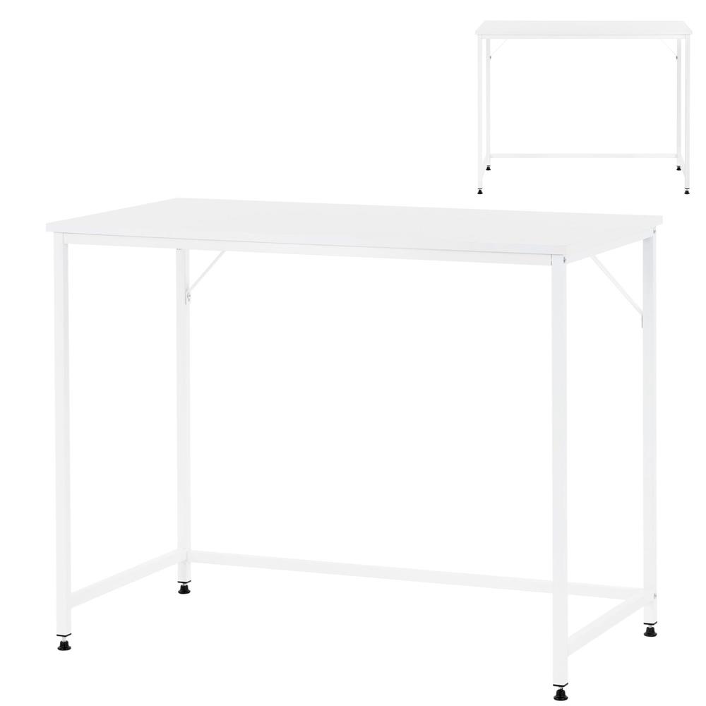 Íróasztal MDF asztallappal és fém vázzal, 100x50x76 cm, fehér - Image 7