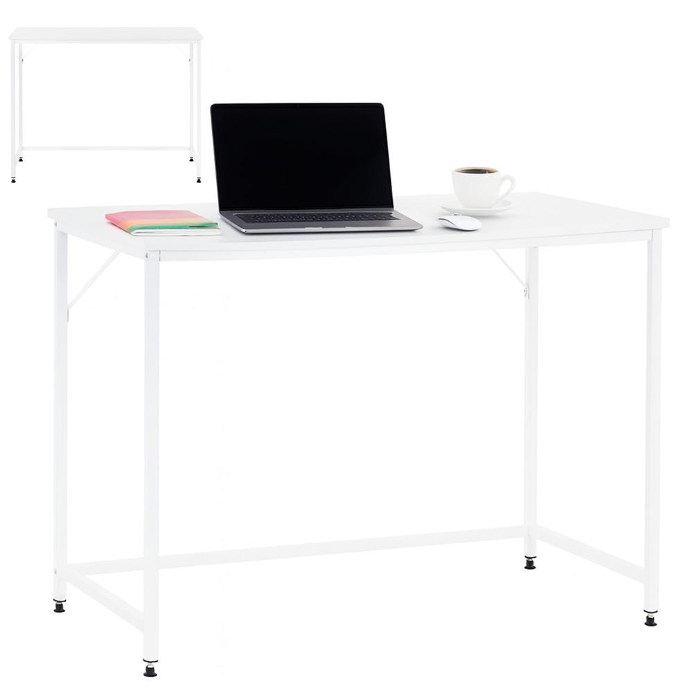 Íróasztal MDF asztallappal és fém vázzal, 100x50x76 cm, fehér - Image 8