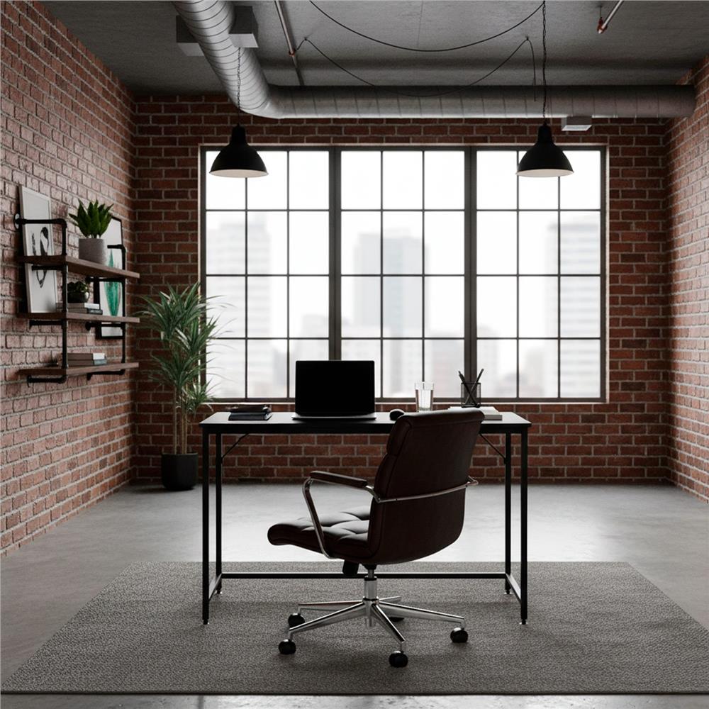Íróasztal MDF lappal és fém vázzal, 100x50x76 cm, fekete - Image 9
