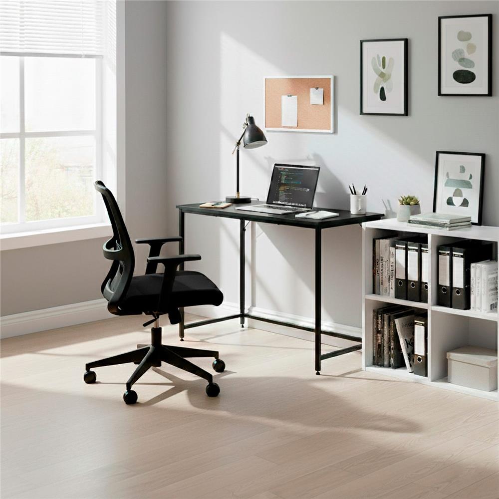 Íróasztal MDF lappal és fém vázzal, 100x50x76 cm, fekete - Image 10